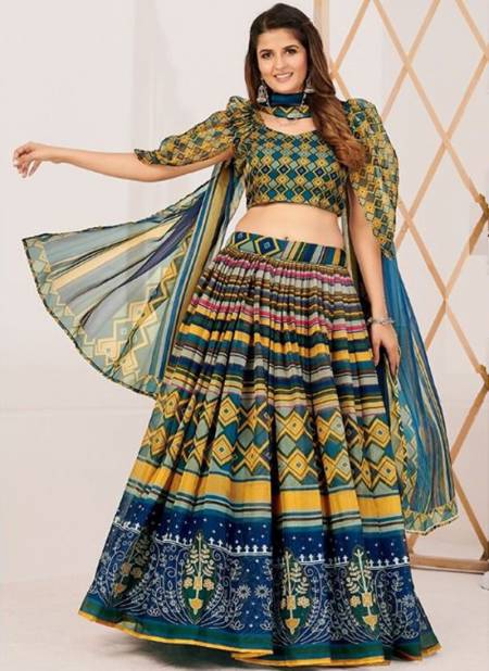 Multi Colour Trendy Floral Rajwadi Patola Exclusive Wear Printed Lehenga Collection 1005